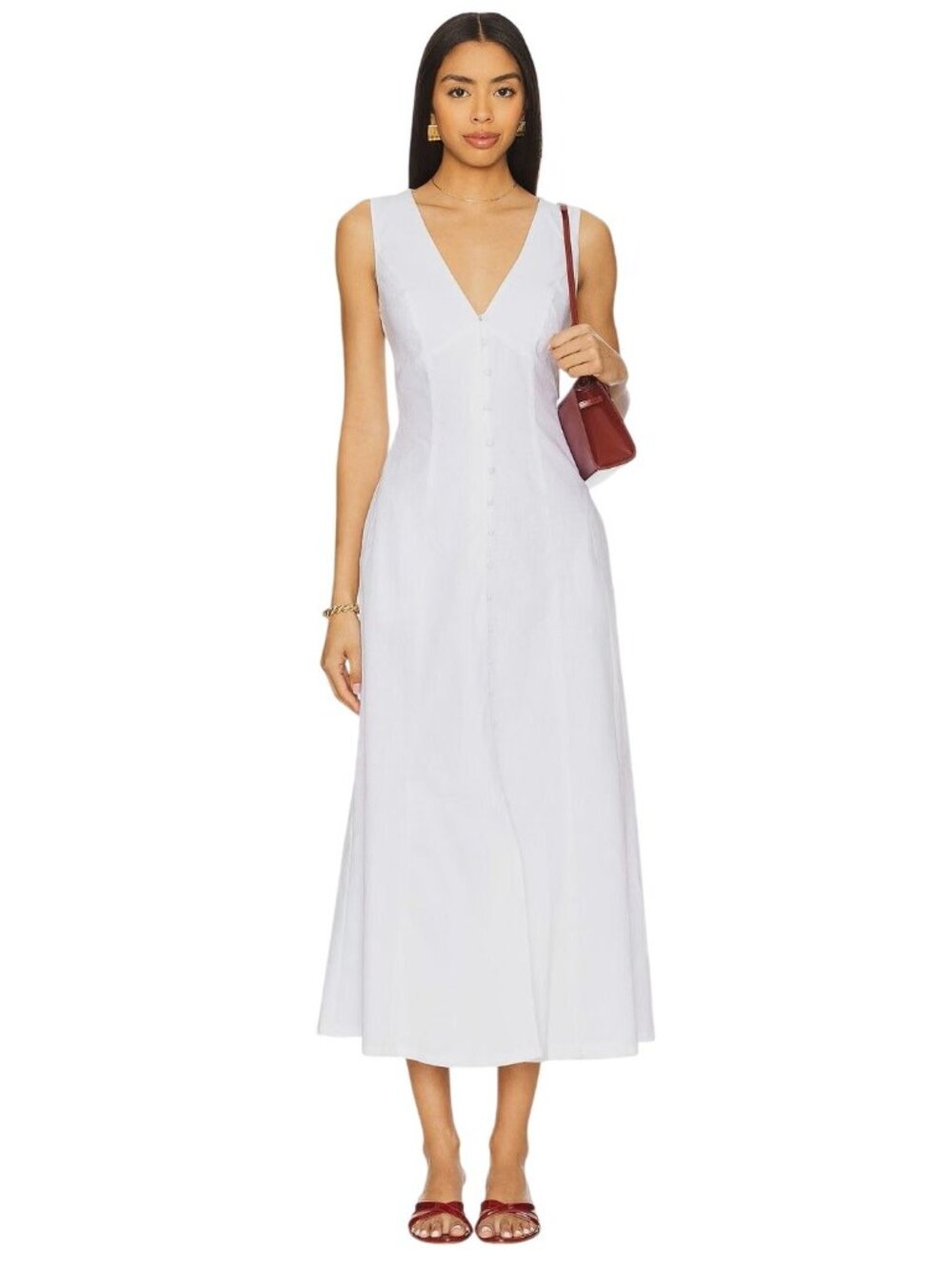 Bardot x REVOLVE Cordelia Linen Midi Dress in Orchid White 2 New Womens